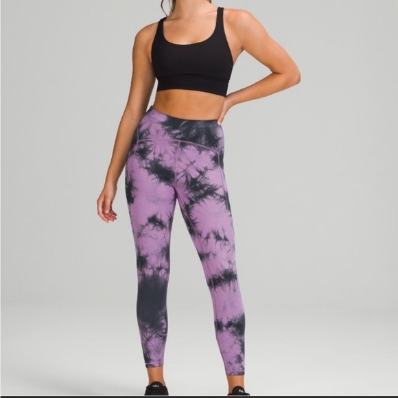 Purple tie dye LULULEMON power thru 25” leggings - Picture 3 of 4